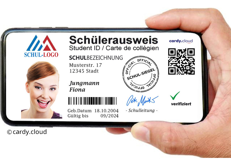digitaler-schuelerausweis-online-beantragen Ansicht Digitaler Schülerausweis auf einem Smartphone.